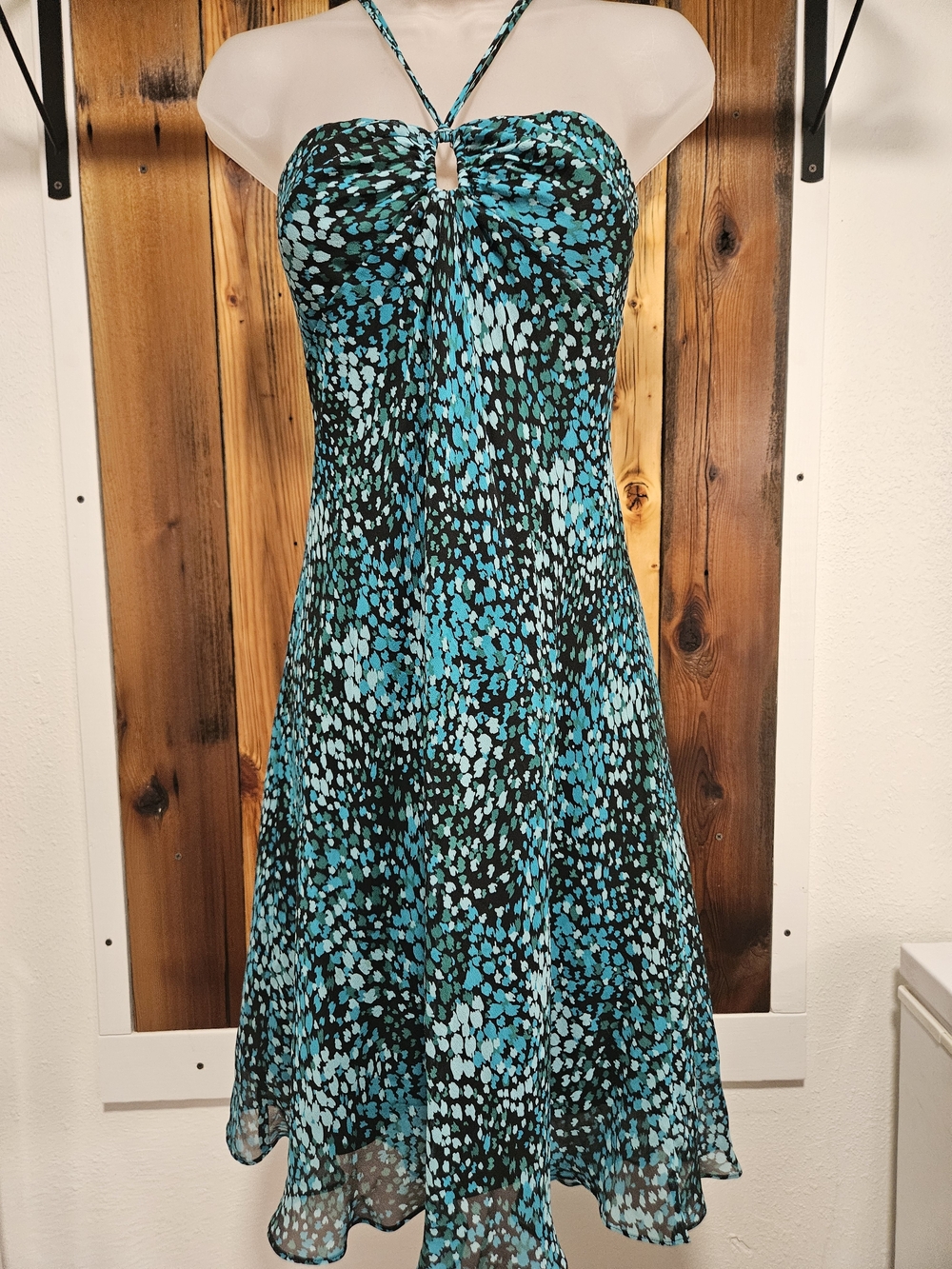 Nine West Teal & Black Strapless Printed Sundress